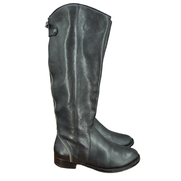 Arturo Chiang Riding Boots Womens 6.5 M Black Leather Zip Knee High Tall Fashion - Picture 1 of 14